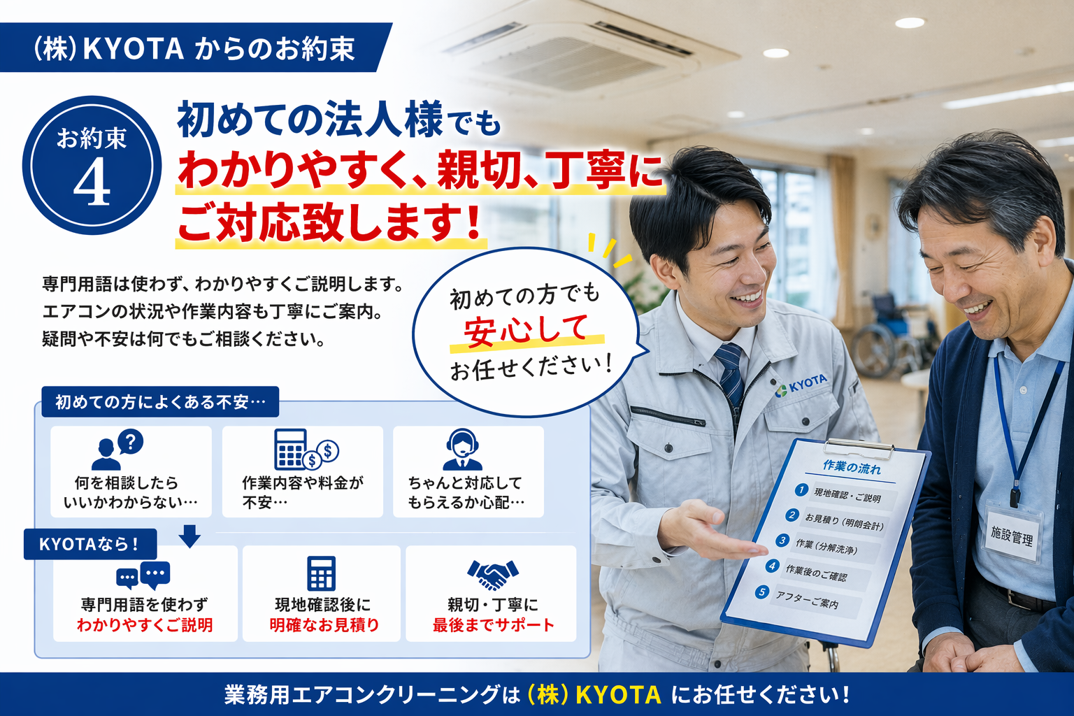 大阪の業務用エアコンクリーニングで初めての法人様にもわかりやすく丁寧に対応する安心サポート